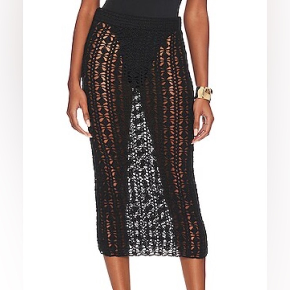 L’Academie Odilie Crochet Midi Skirt